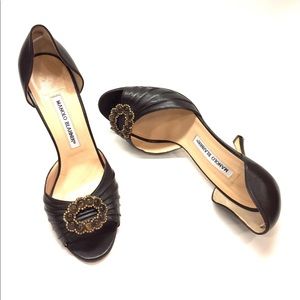 MANOLO BLAHNIK shoes BROWN LEATHER "SEDARABY"